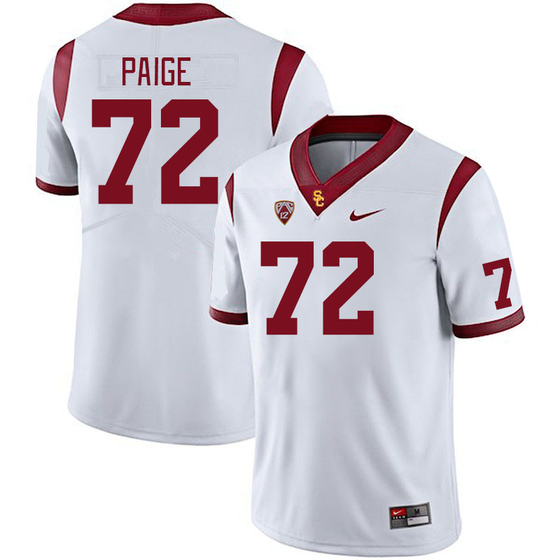 Men #72 Elijah Paige USC Trojans College Football Jerseys Stitched Sale-White